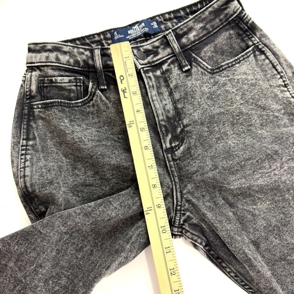 HOLLISTER WOMENS SZ 1S CURVY HIGH-RISE MOM JEAN VINTAGE BLACK WASH STRETCHY FIT - Picture 11 of 12